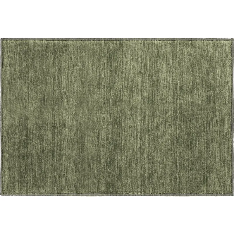 Luxury Washable Soft Essentials Olive 1\'8\" x 2\'6\" Rug