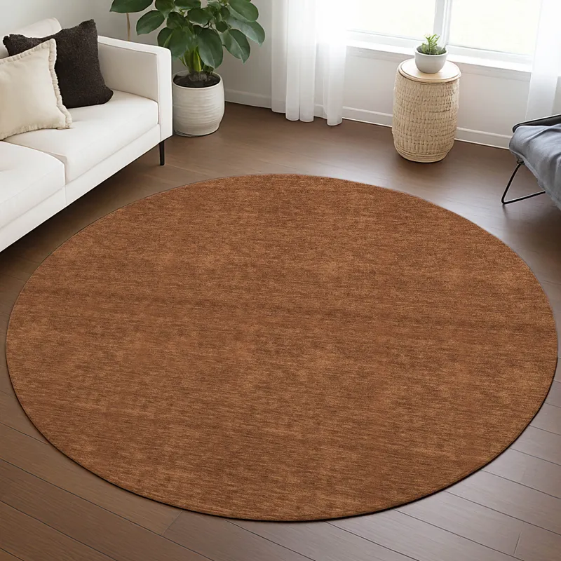 Luxury Washable Soft Essentials Paprika 8\' x 8\' Round Rug