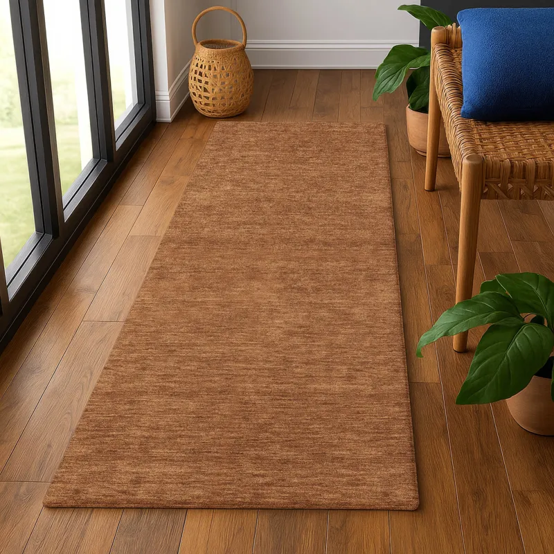 Luxury Washable Soft Essentials Paprika 2\'3\" x 7\'6\" Runner Rug