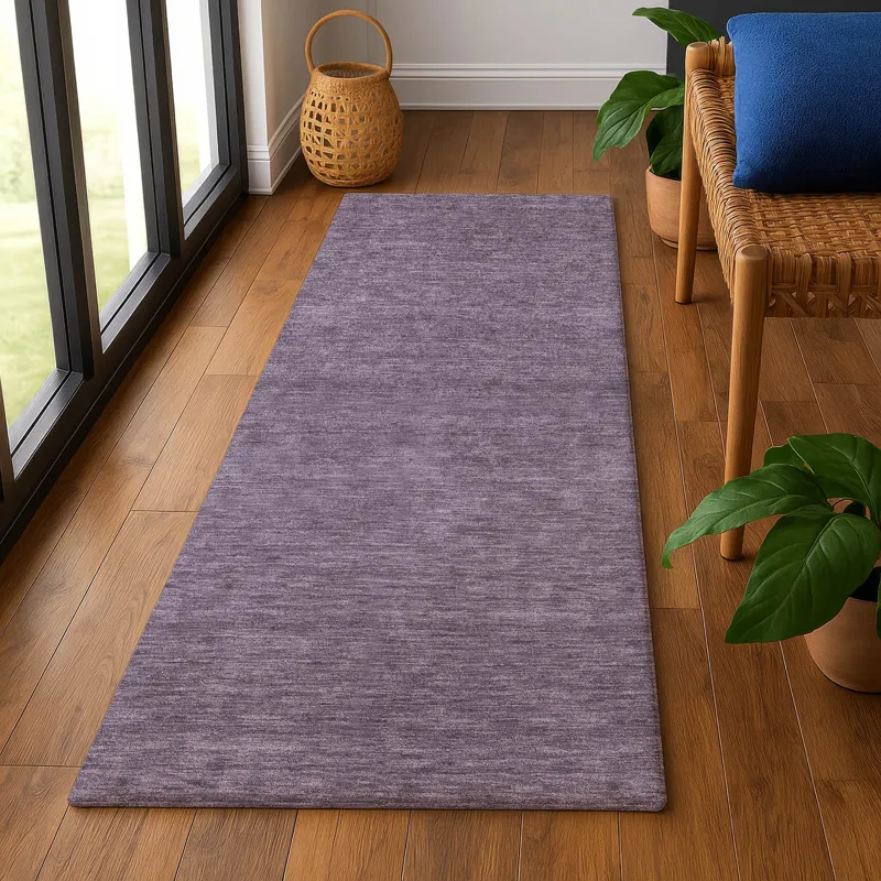 Luxury Washable Soft Essentials Plum 2\'3\" x 7\'6\" Runner Rug