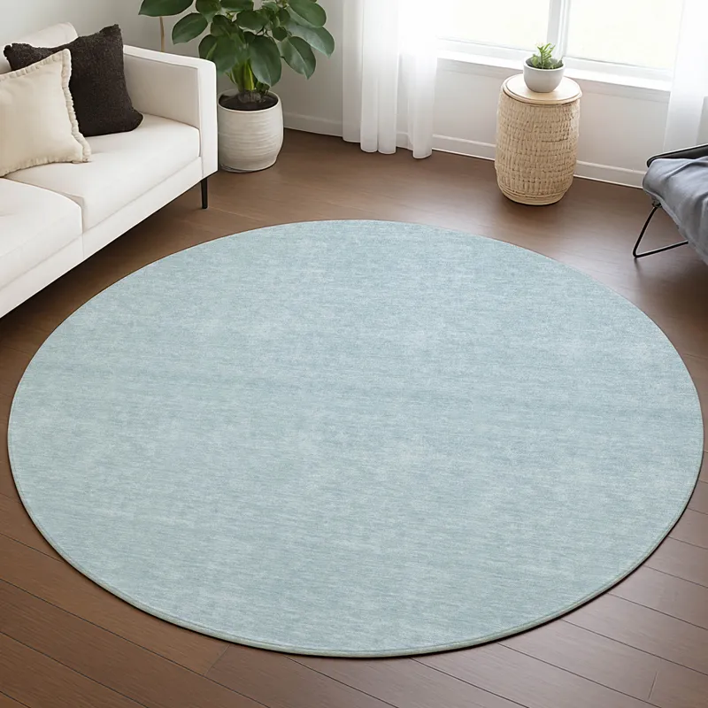 Luxury Washable Soft Essentials Sky 8\' x 8\' Round Rug