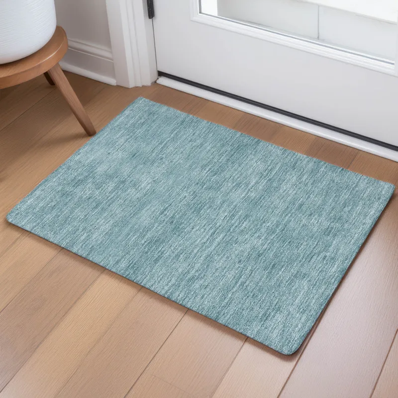 Luxury Washable Soft Essentials Teal 1\'8\" x 2\'6\" Rug