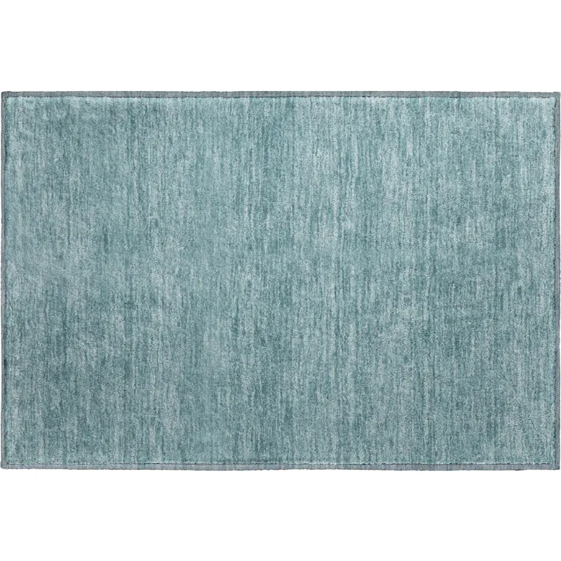 Luxury Washable Soft Essentials Teal 1\'8\" x 2\'6\" Rug