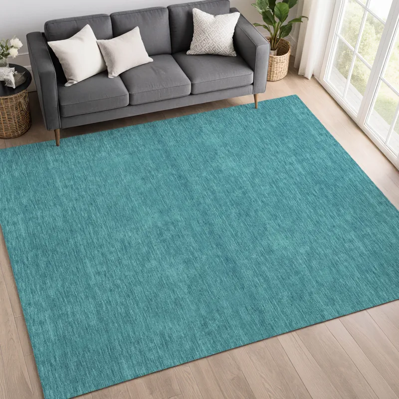 Luxury Washable Soft Essentials Turquoise 9\' x 12\' Rug