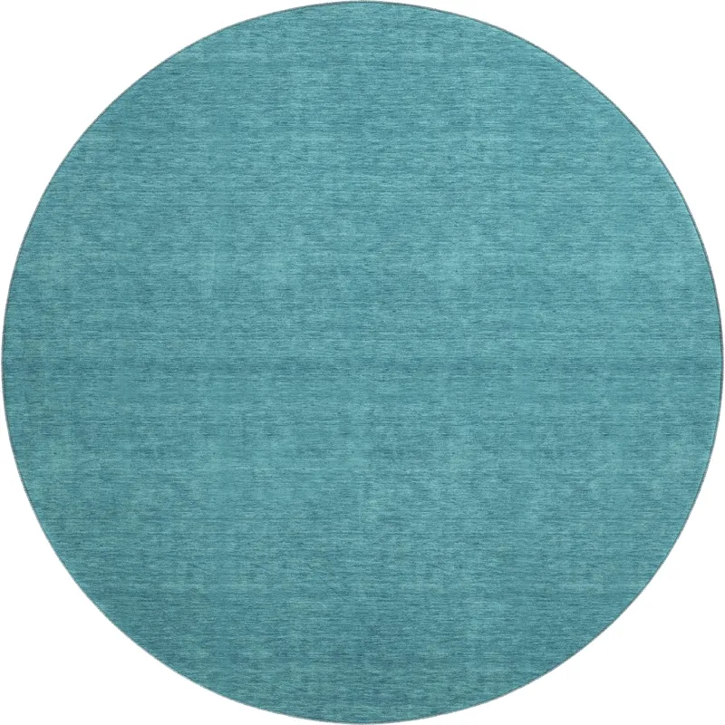 Luxury Washable Soft Essentials Turquoise 8\' x 8\' Round Rug