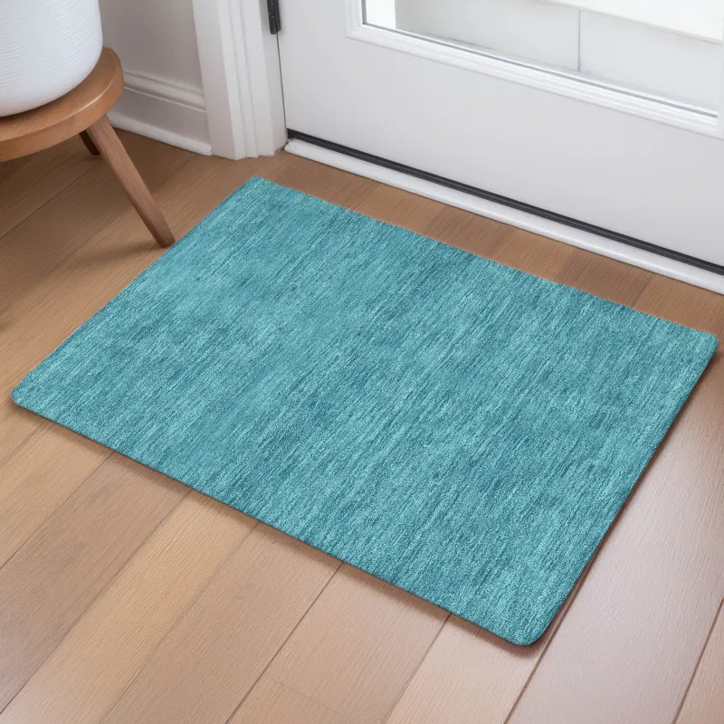 Luxury Washable Soft Essentials Turquoise 1\'8\" x 2\'6\" Rug