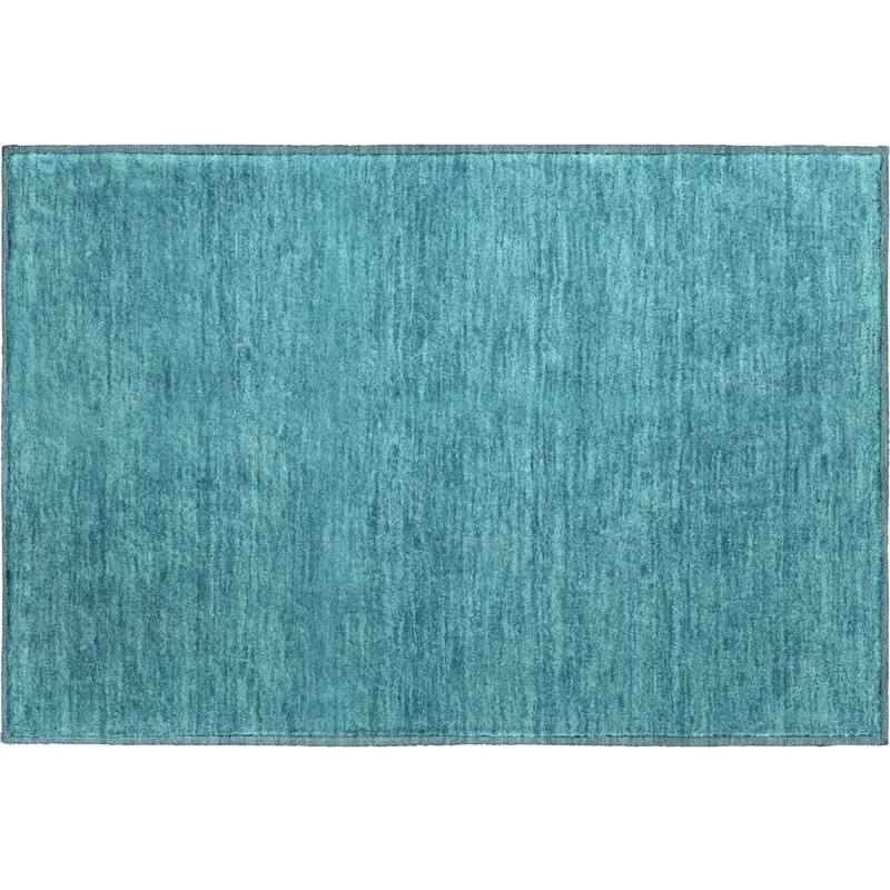 Luxury Washable Soft Essentials Turquoise 1\'8\" x 2\'6\" Rug