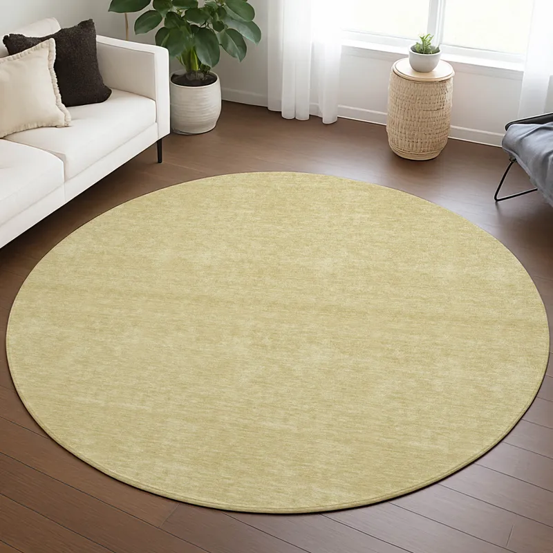 Luxury Washable Soft Essentials Wheat 8\' x 8\' Round Rug