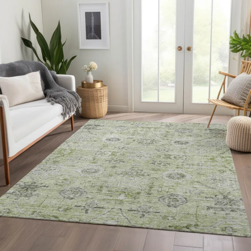 Luxury Washable Indoor/Outdoor Solace Aloe 9\' x 12\' Rug
