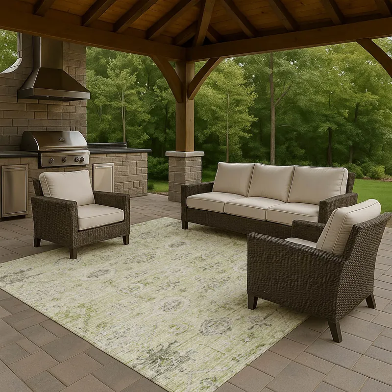 Luxury Washable Indoor/Outdoor Solace Aloe 9\' x 12\' Rug
