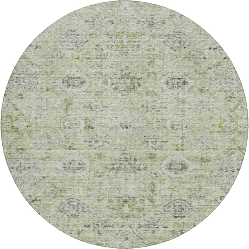 Luxury Washable Indoor/Outdoor Solace Aloe 8\' x 8\' Round Rug