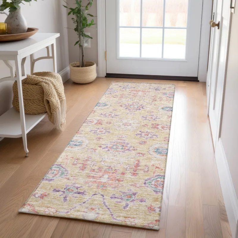 Luxury Washable Indoor/Outdoor Solace Peach 2\'3\" x 7\'6\" Runner Rug