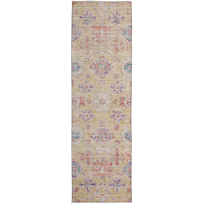 Luxury Washable Indoor/Outdoor Solace Peach 2\'3\" x 7\'6\" Runner Rug