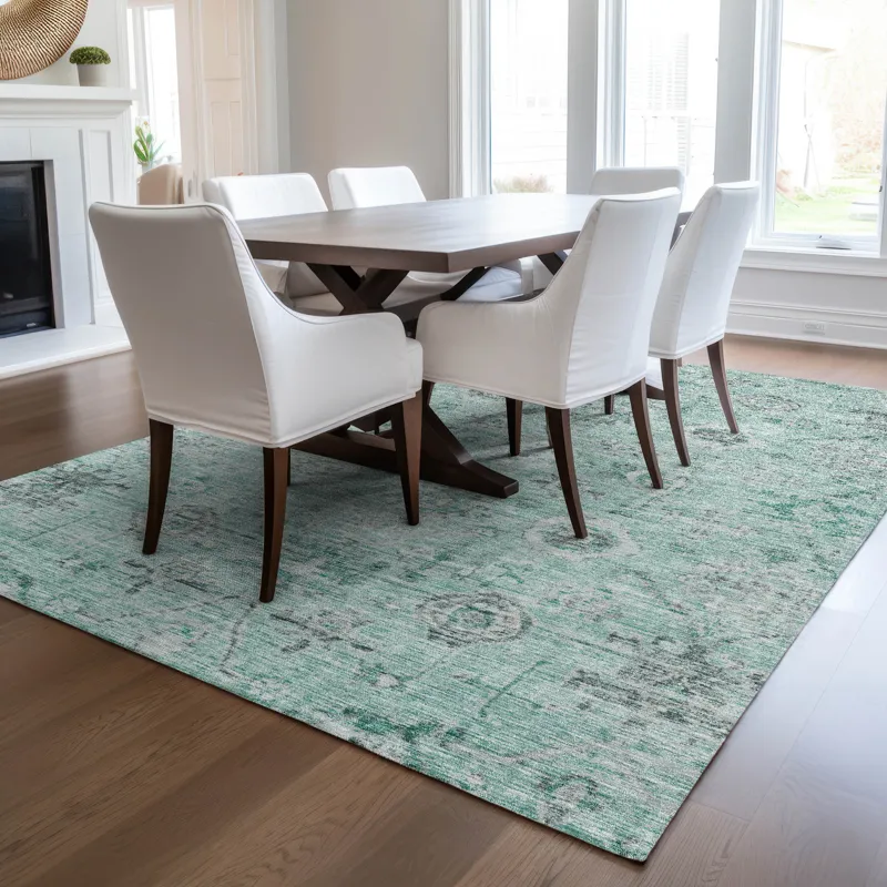 Luxury Washable Indoor/Outdoor Solace Teal 2\'6\" x 3\'10\" Rug