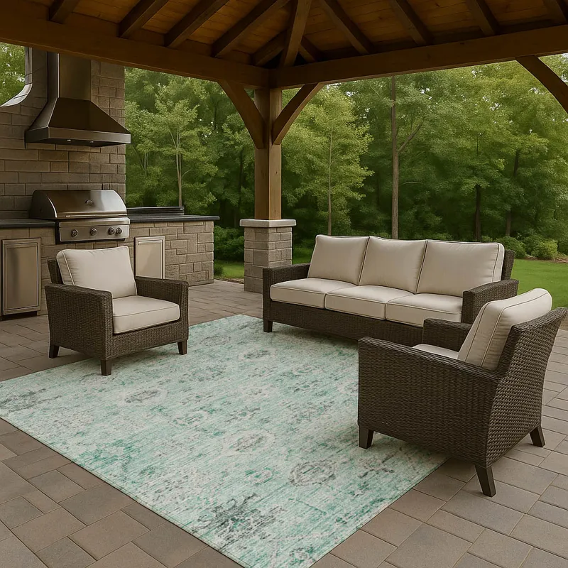 Luxury Washable Indoor/Outdoor Solace Teal 2\'6\" x 3\'10\" Rug