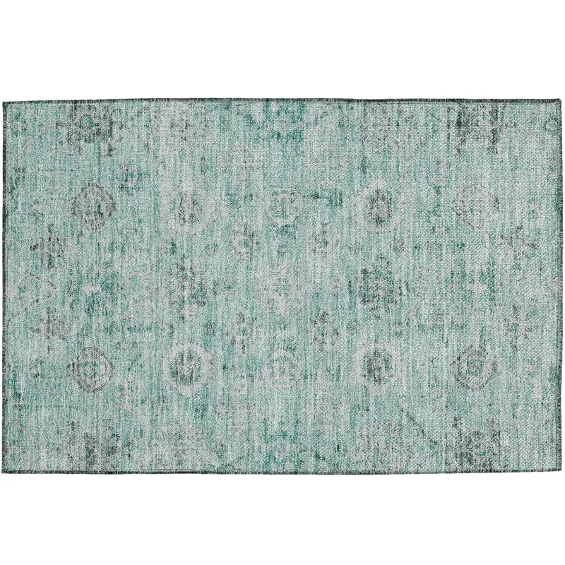 Luxury Washable Indoor/Outdoor Solace Teal 1\'8\" x 2\'6\" Rug