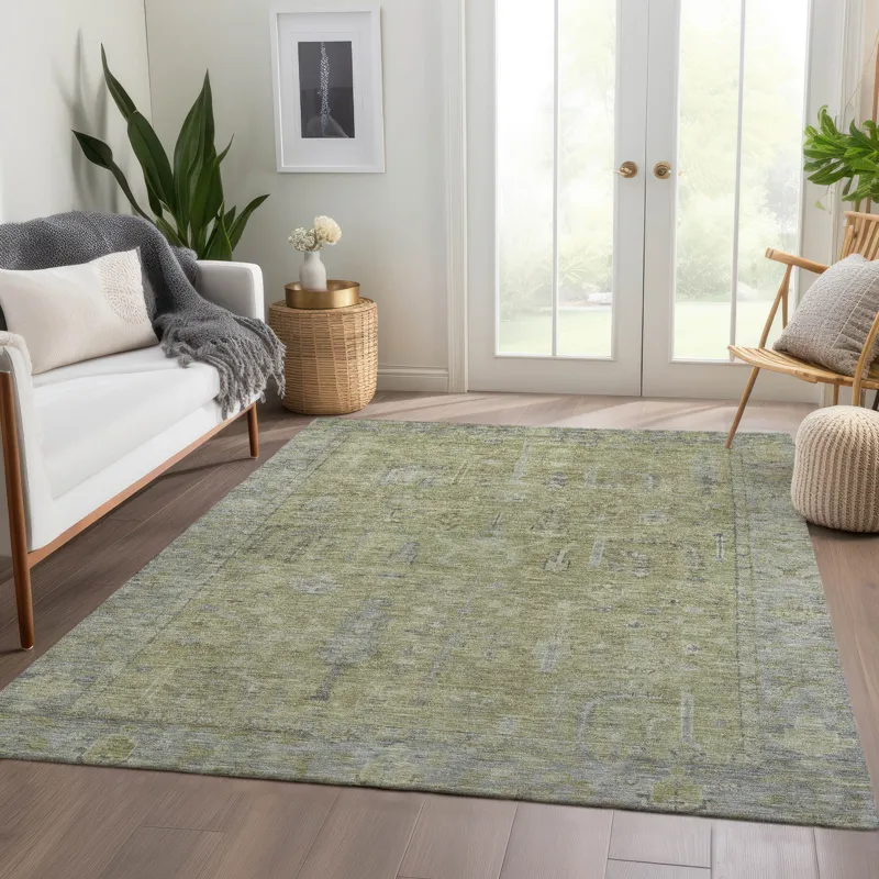Luxury Washable Indoor/Outdoor Solace Aloe 9\' x 12\' Rug
