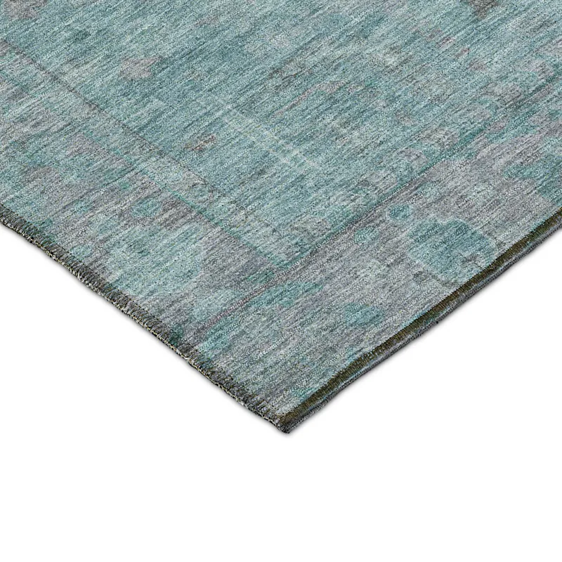 Luxury Washable Indoor/Outdoor Solace Aqua 2\'6\" x 3\'10\" Rug