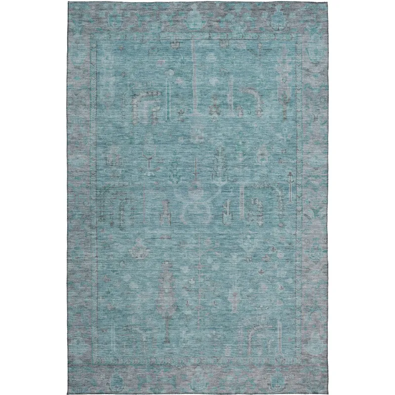 Luxury Washable Indoor/Outdoor Solace Aqua 2\'6\" x 3\'10\" Rug