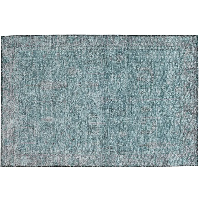 Luxury Washable Indoor/Outdoor Solace Aqua 1\'8\" x 2\'6\" Rug