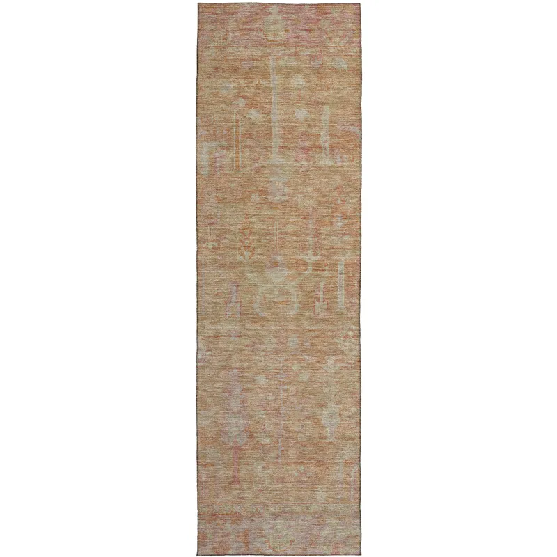 Luxury Washable Indoor/Outdoor Solace Coral 2\'3\" x 7\'6\" Runner Rug