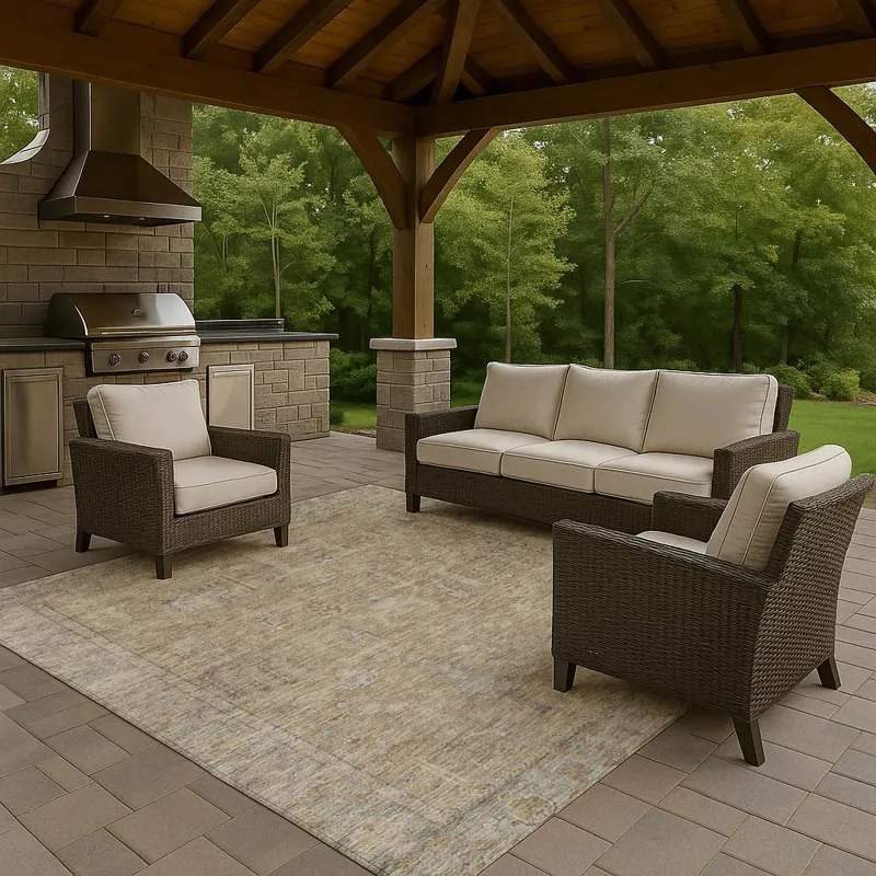 Luxury Washable Indoor/Outdoor Solace Tan 9\' x 12\' Rug