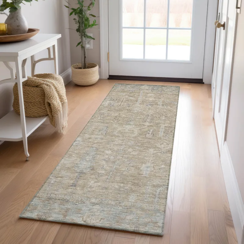 Luxury Washable Indoor/Outdoor Solace Tan 2\'3\" x 7\'6\" Runner Rug