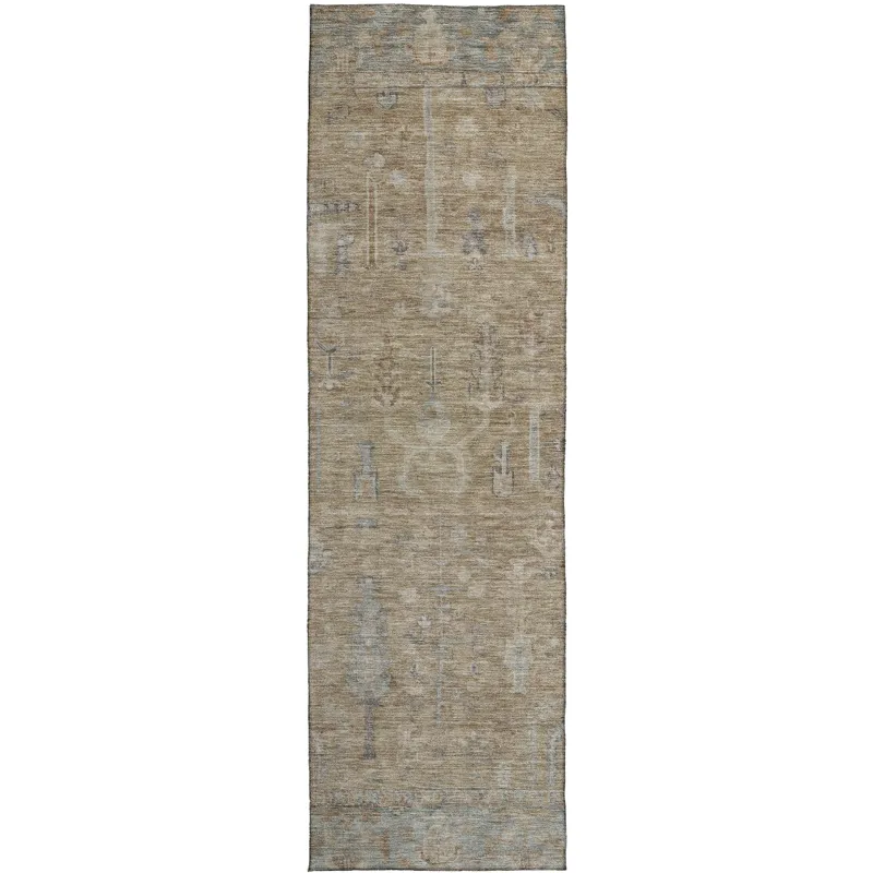 Luxury Washable Indoor/Outdoor Solace Tan 2\'3\" x 7\'6\" Runner Rug