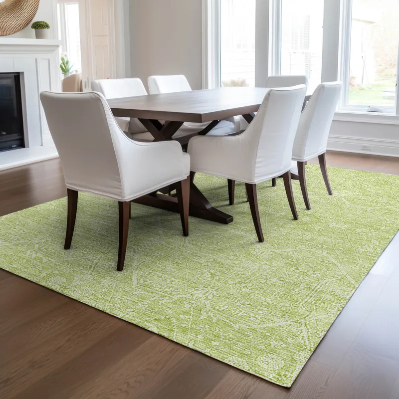 Luxury Washable Indoor/Outdoor Solace Lime 9\' x 12\' Rug