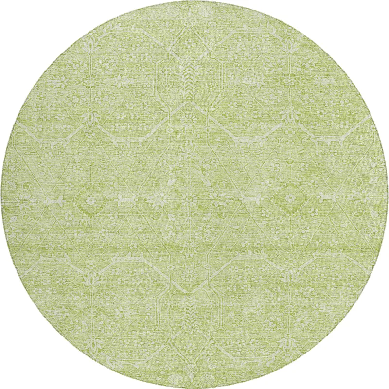 Luxury Washable Indoor/Outdoor Solace Lime 8\' x 8\' Round Rug