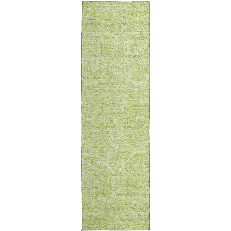 Luxury Washable Indoor/Outdoor Solace Lime 2\'3\" x 7\'6\" Runner Rug