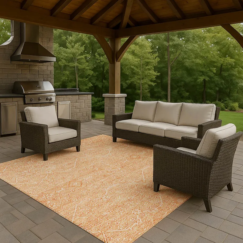 Luxury Washable Indoor/Outdoor Solace Salmon 8\' x 10\' Rug