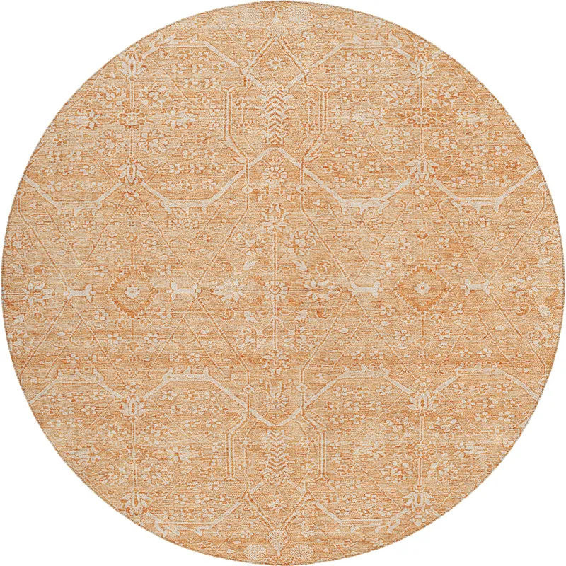 Luxury Washable Indoor/Outdoor Solace Salmon 8\' x 8\' Round Rug