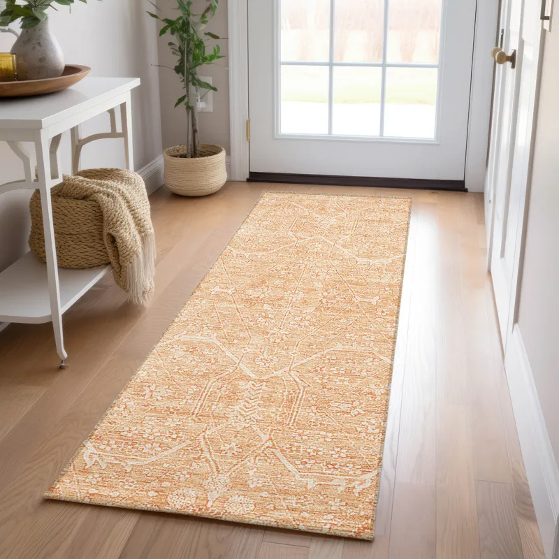 Luxury Washable Indoor/Outdoor Solace Salmon 2\'3\" x 7\'6\" Runner Rug
