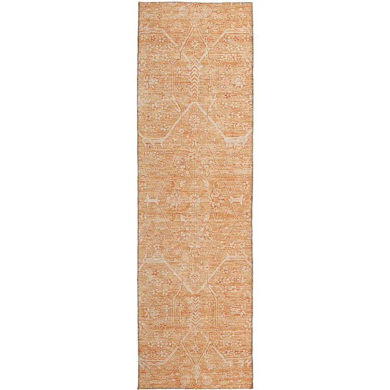 Luxury Washable Indoor/Outdoor Solace Salmon 2\'3\" x 7\'6\" Runner Rug