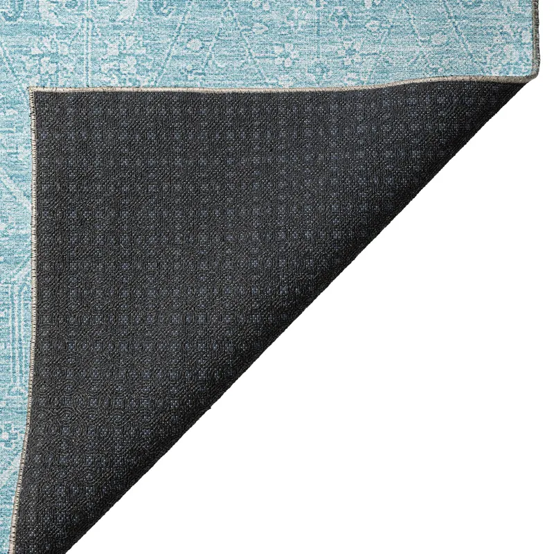 Luxury Washable Indoor/Outdoor Solace Sky 2\'3\" x 7\'6\" Runner Rug