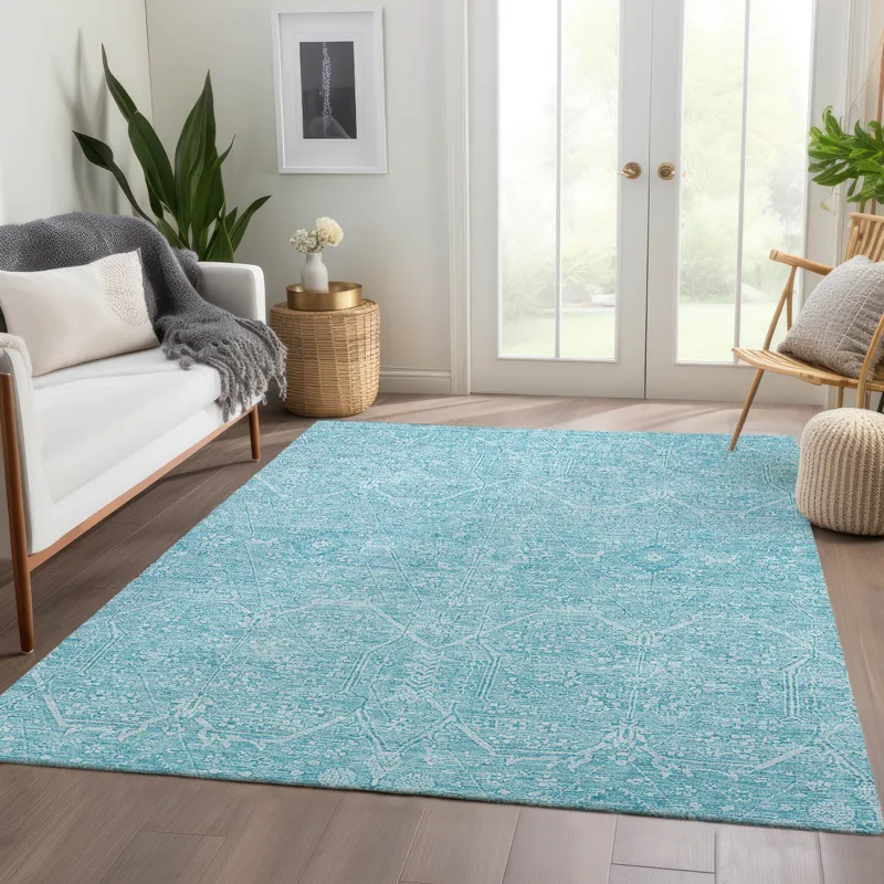 Luxury Washable Indoor/Outdoor Solace Sky 3\' x 5\' Rug