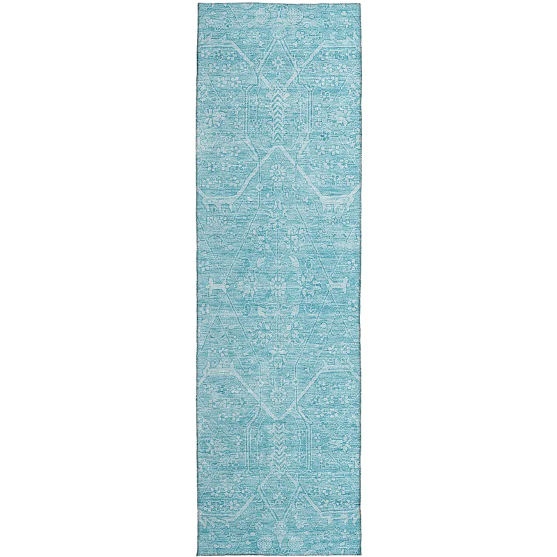Luxury Washable Indoor/Outdoor Solace Sky 2\'3\" x 7\'6\" Runner Rug