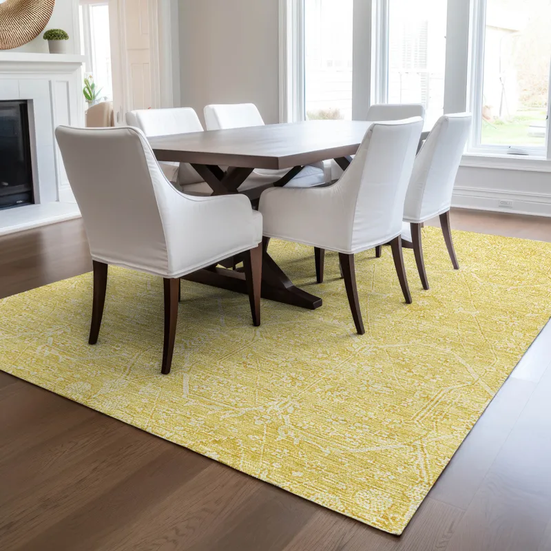 Luxury Washable Indoor/Outdoor Solace Yellow 5\' x 7\'6\" Rug
