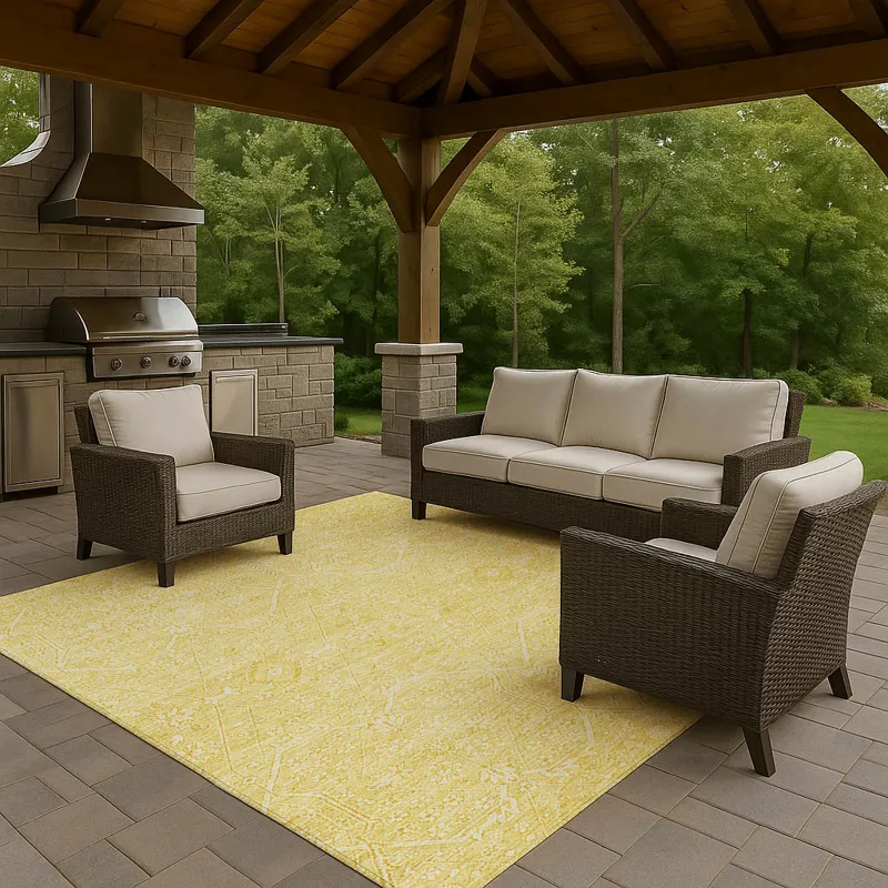 Luxury Washable Indoor/Outdoor Solace Yellow 5\' x 7\'6\" Rug