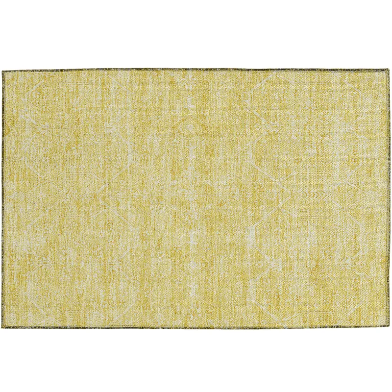 Luxury Washable Indoor/Outdoor Solace Yellow 1\'8\" x 2\'6\" Rug