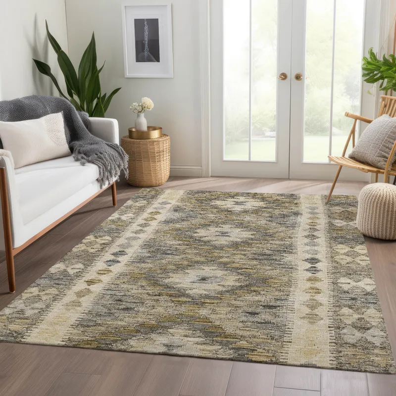 Luxury Washable Indoor/Outdoor Solace Beige 3\' x 5\' Rug