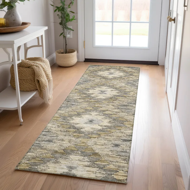 Luxury Washable Indoor/Outdoor Solace Beige 2\'3\" x 7\'6\" Runner Rug