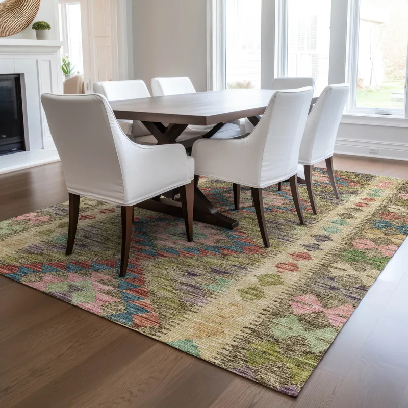 Luxury Washable Indoor/Outdoor Solace Green 9\' x 12\' Rug