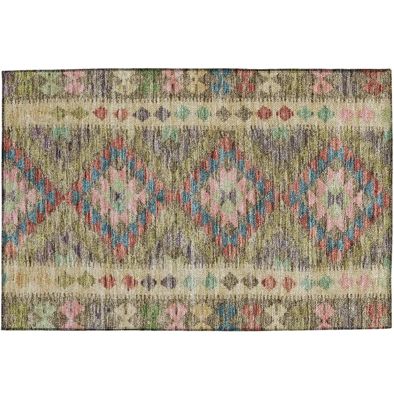 Luxury Washable Indoor/Outdoor Solace Green 1\'8\" x 2\'6\" Rug