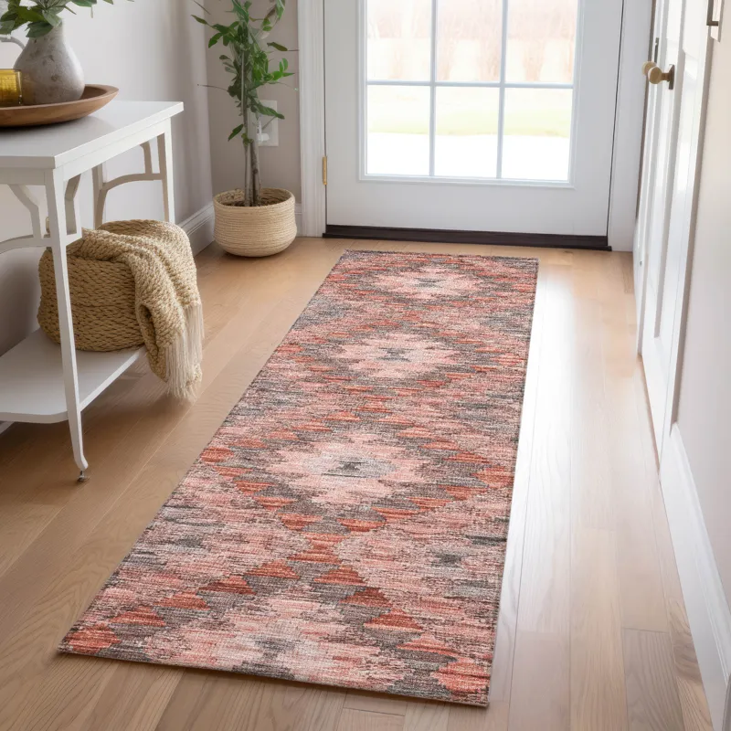 Luxury Washable Indoor/Outdoor Solace Terracotta 2\'3\" x 7\'6\" Runner Rug