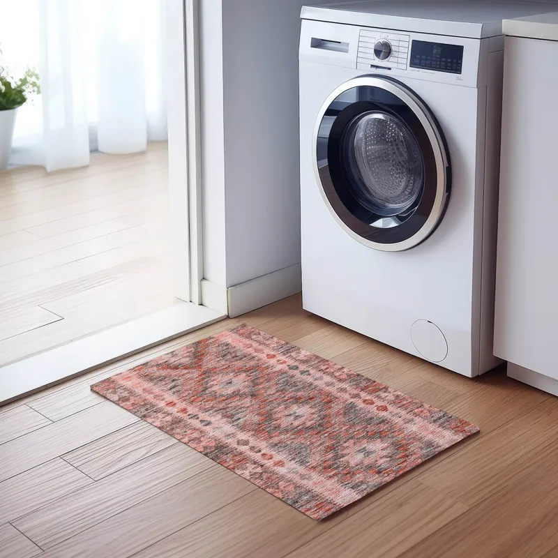 Luxury Washable Indoor/Outdoor Solace Terracotta 1\'8\" x 2\'6\" Rug