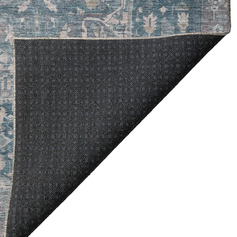 Luxury Washable Indoor/Outdoor Solace Blue 8\' x 8\' Round Rug