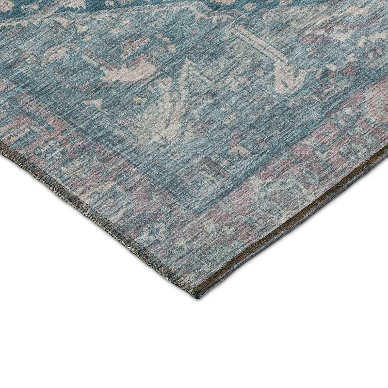 Luxury Washable Indoor/Outdoor Solace Blue 8\' x 8\' Round Rug