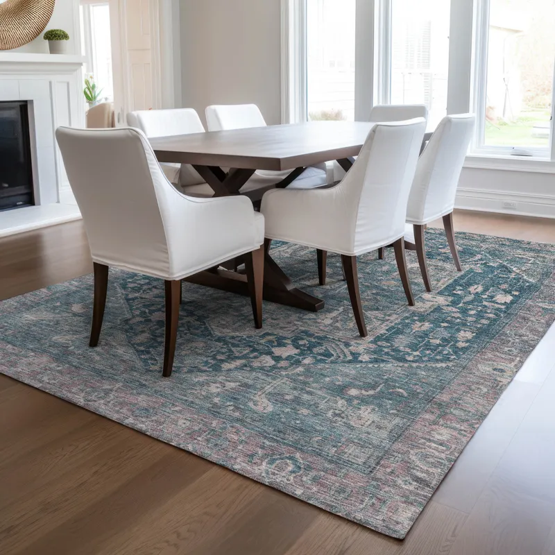 Luxury Washable Indoor/Outdoor Solace Blue 2\'6\" x 3\'10\" Rug